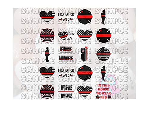 General Nail Decals -Red Line Firefighter Wife Nail Art Decals