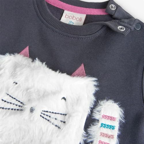 Pull polaire boboli anthracite 3 ans sweat chaud en maille polaire