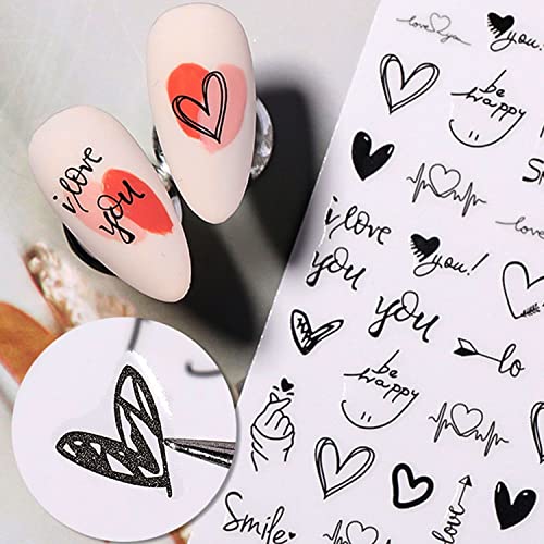 Black White Geometric Nail Stickers 3D Self-Adhesive Abstract Line Nail Art Decal Nail Decoration Supplies For Acrylic Nail Manicure Tips (Geometry) #TOP5