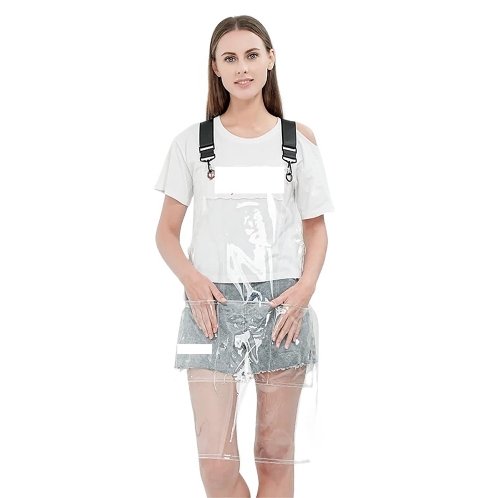 Delantal transparente Moda transparente accesorios de casa impermeable cocina peluquería lavable TPU hombre mujer delantal