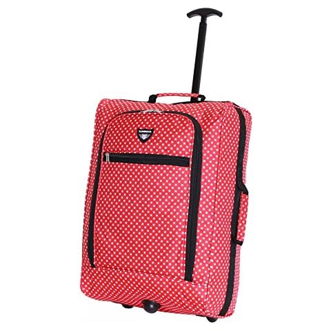 Slimbridge Cabin Carry-on Hand Luggage Suitcase Bag Ultra Lightweight 55 cm 1.4 kg 38 litres with 2 Wheels, Montecorto Red Dots Cover