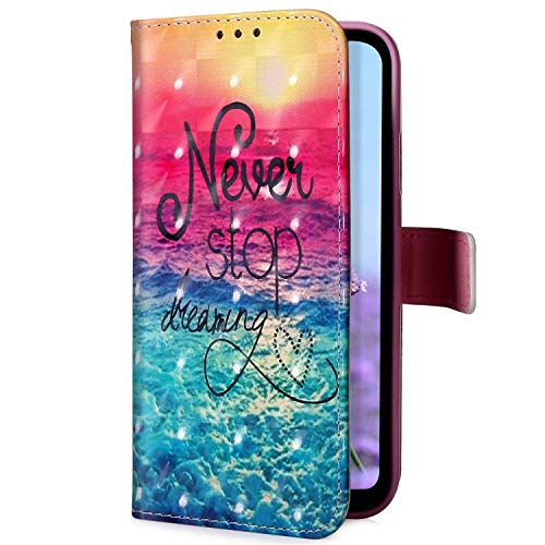 Uposao Compatible con Samsung Galaxy A20 / A30 Funda Carcasa Piel Cartera Libro Dibujo 3D Pintado Modelo PU Leather Wallet Flip Cover Case Compatible con Samsung Galaxy A20 / A30,Sueño