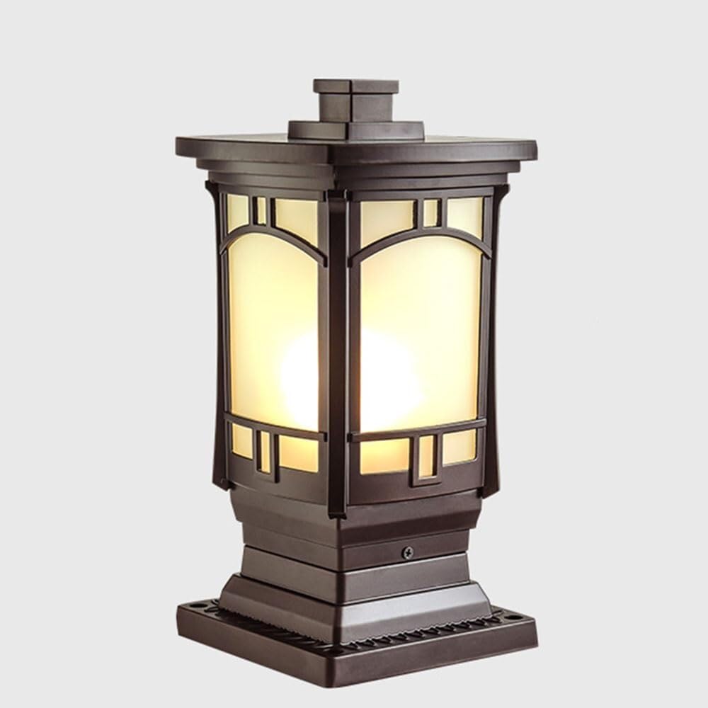 TAIYUESHAN Ip65 Waterproof Column Light Metal Aluminum Pillar Lights Bright Tempered Glass Stigma Lamps E27 Creative Retro Industrial Style Street Lamp for Courtyard Landscape