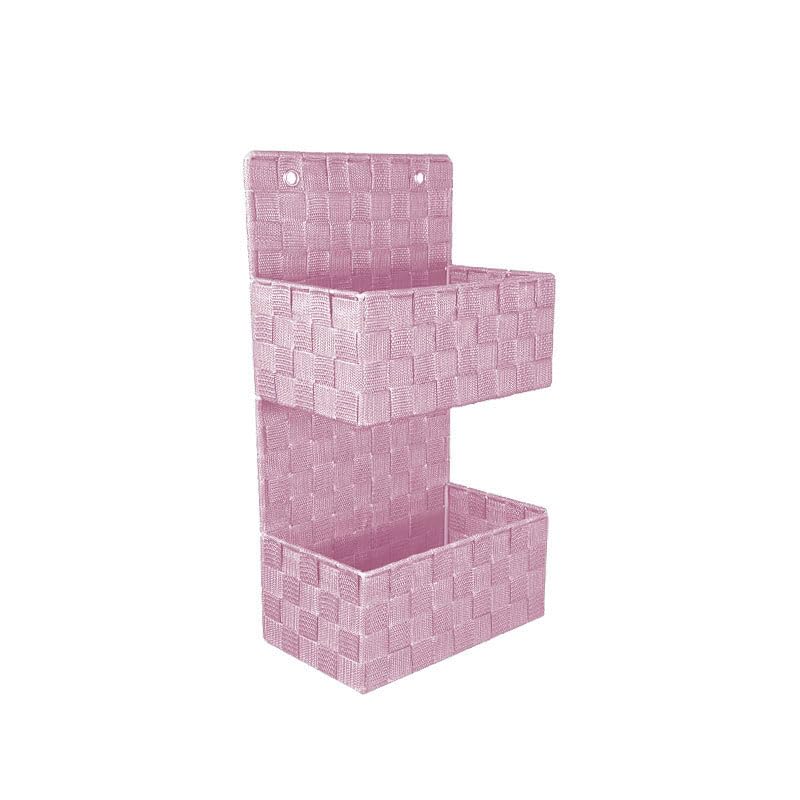 VIRSUS 1 Portaoggetti in Tessuto 1630, Trama intrecciata a 2 Piani, misura 25x15x46 cm, Tasche portatutto, occhielli per sostegno a parete, mensola per accessori bagno Vari Colori (rosa shabby)