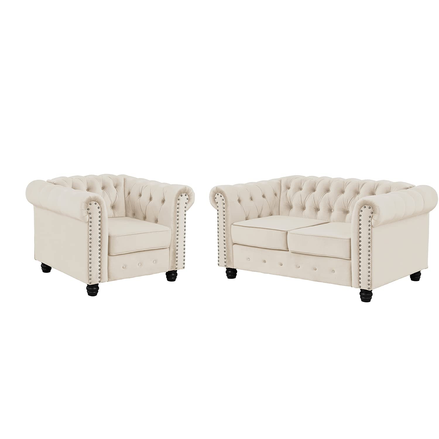 Morden Fort Couches for Living Room, Sofas for Living Room Furniture Sets, Chair and Loveseat 2 Piec