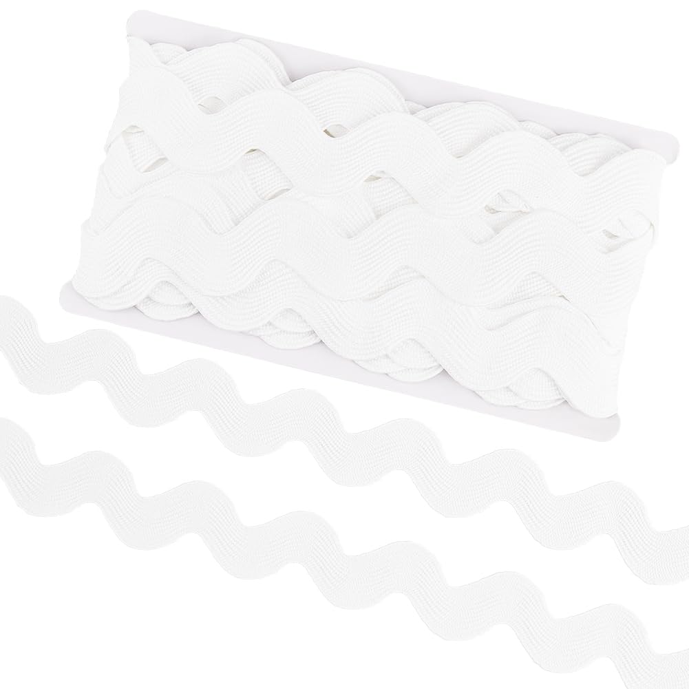 GORGECRAFT 10 Yard 40mm Rick Rack Trim White RIC Rac Ribbon Jumbo Wave Bending Fringe Rickrack Zig Zag Lace Trim Braided Woven Fabric Edge Trimming for Sewing Crafts gift Christmas Wrapping Home