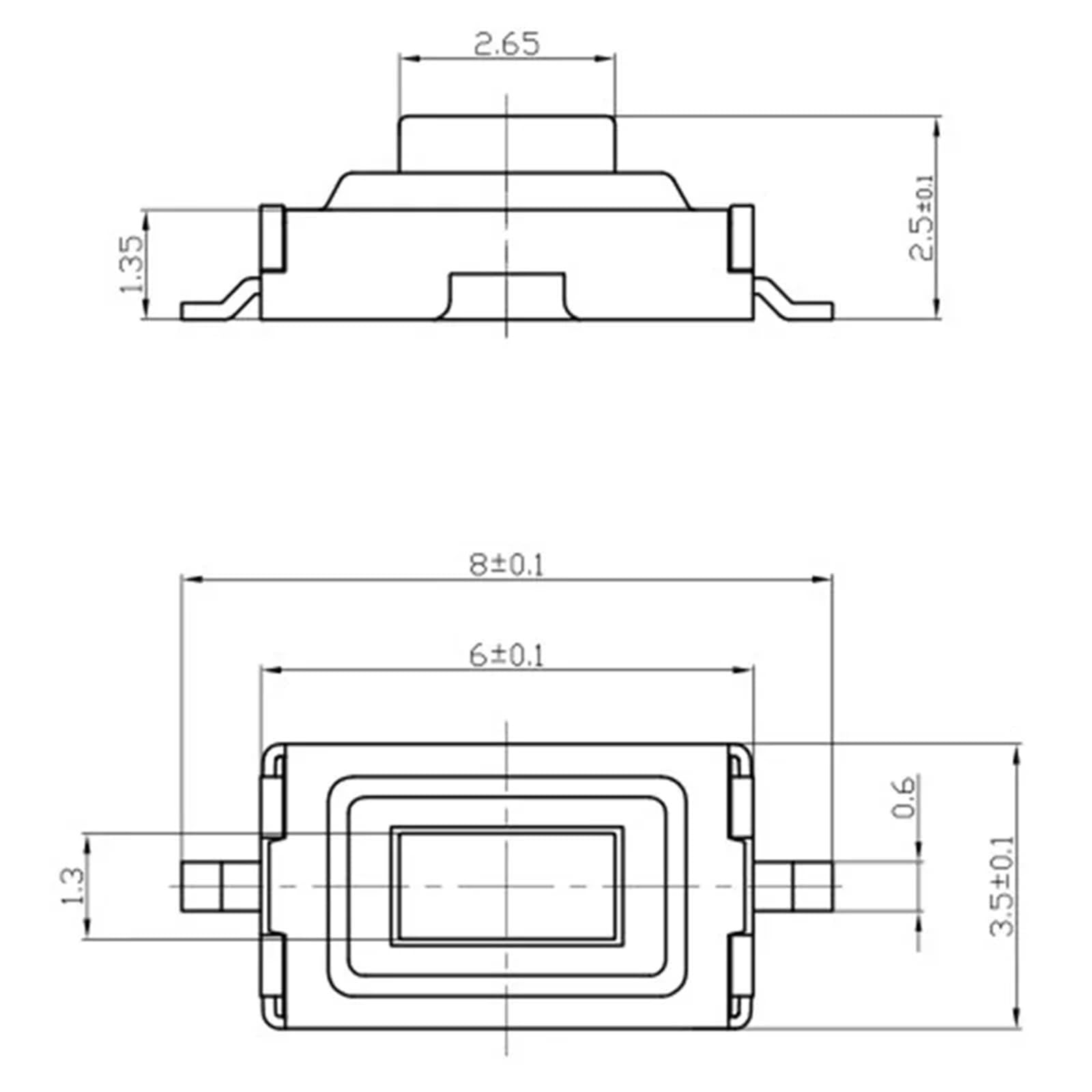50 pz/lotto SMT 3x6x2.5MM 2PIN Tattile Tatto Pulsante Micro Interruttore G73 Auto-reset Momentaneo