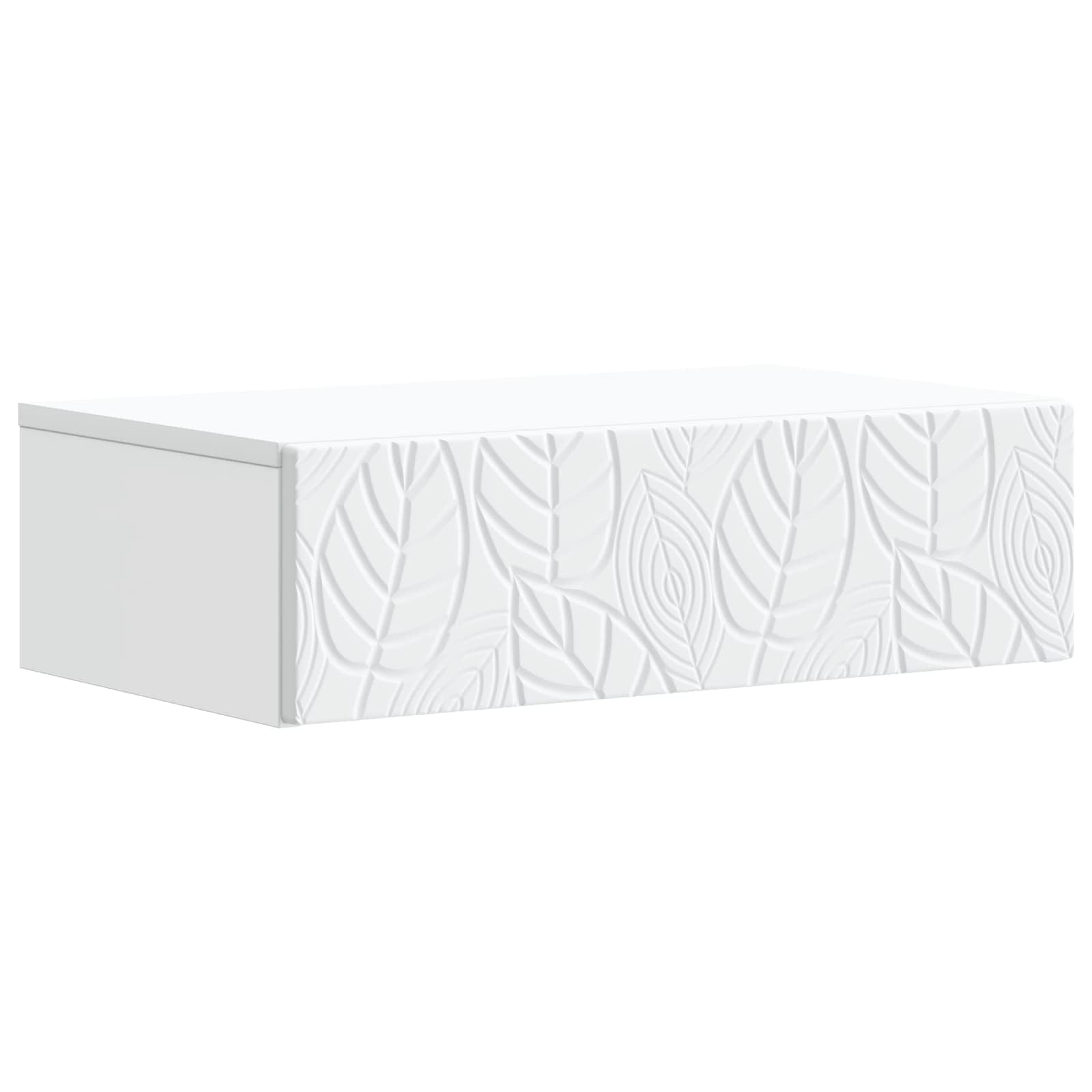 Tavolino da parete in legno bianco, 59 x 34,5 x 17 cm, con cassetto, per soggiorno, ufficio, corridoio, versatile come ripiano e organizer