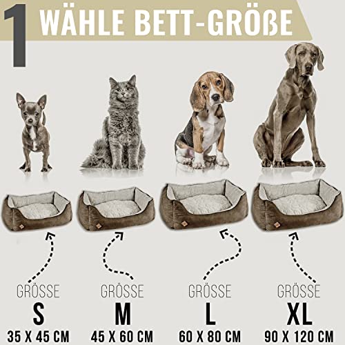 ne&no® Hundebett 2 in 1 PERSONALISIERT [kühlender und wärmender Stoff] | Tierbett mit Name I Hundebett kleine Hunde | Hunde Bett 45x60 | Hundebett eckig | Hunde Schlafplatz | (Br, m, pers.)
