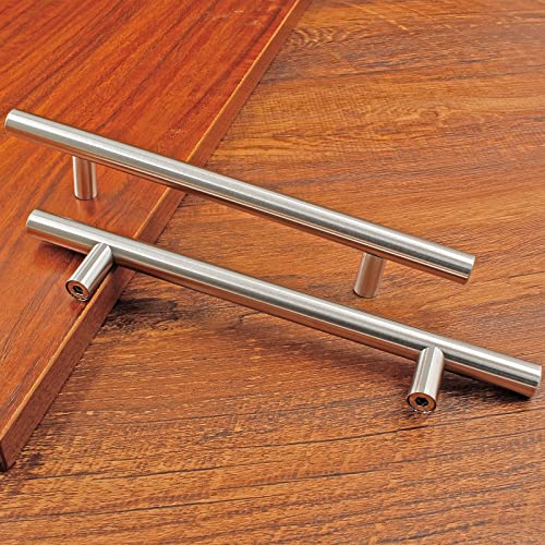 Cjueiom 12 Pack Brushed Nickel Cupboard Handles 128mm Hole Center T Bar Handles - Image 4