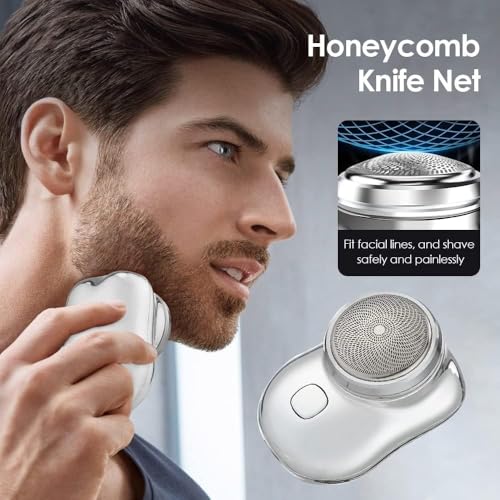Image of Mini Portable Electric Shaver for Men, Compact Travel Razor, Black, USB Rechargeable