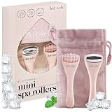 Kitsch Mini Facial Roller & Ice Face Roller Skin Care Tool Set for Women - Face Massager for Puffy Eyes, Cold...