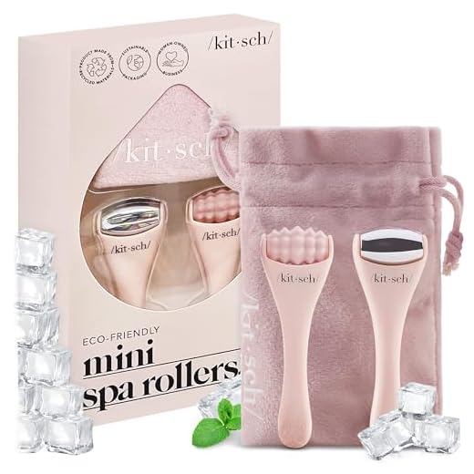 Kitsch Mini Facial Roller & Ice Face Roller Skin Care Tool Set – Stainless Steel Face Rollers to Reduce Puffiness, Redness & Headaches, Great Irritation Relief & Spa-Like Experience Anywhere - Blush