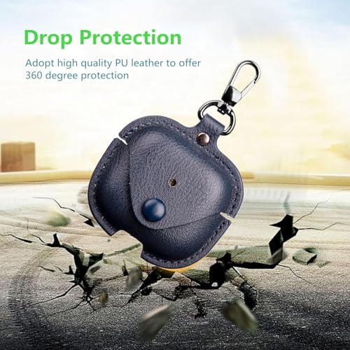 Image of Meyaar Leather Cover Case Compatible with AirPods 4 and AirPods 4 with Active Noise Cancellation (ANC) (2024) Front LED Visible. (Blue)