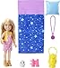 Barbie HDF77 - "Barbie im Doppelpack! Camping" Spielset mit Chelsea Puppe (ca 15cm, blond), Haustier Eule, Schlafsack, Fernglas & Campingzubehör, Spielzeug Geschenk für Kinder ab 3 Jahren