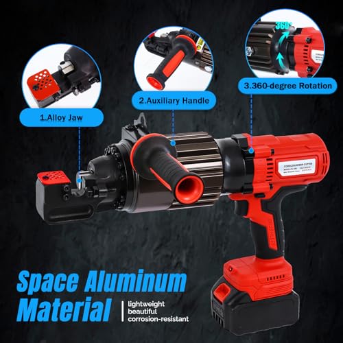 LOSCHEN 360-degree Rotation Cordless Rebar Cutter,Portable Handheld Rebar Cutting Saw,Electric Hydraulic Rebar Cutter,Cutting up from 3/20\" #3 to 5/8\" #5 (4-16mm) Rebar (Li-ion Battery Version) - Thumbnail 3