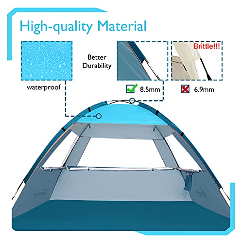 COMMOUDS Beach Tent Sun Shade for 3/4-5/6-7/8-10 Person, UPF 50+ Beach Sun Shelter Canopy Tent, Lightweight, Easy Set Up and Carry - Image 2