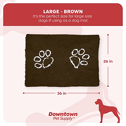 My Doggy Place - Microfiber Dog Door Mat - Dirt And Water Absorbent Mat - Washer & Dryer Safe Non-Slip Mat - Brown With Paw Print - L - 36 X 26 In #TOP5