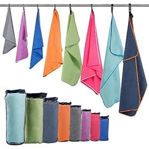 2 Pack Microfiber Camping Towels, Quick Dry Towel, Super Absorbent Ultra Compact Travel Towel Soft Lightweight Sports Towel for Sweat Fast Drying Towels for Pool,Gym,Hiking,Backpacking,Fitness