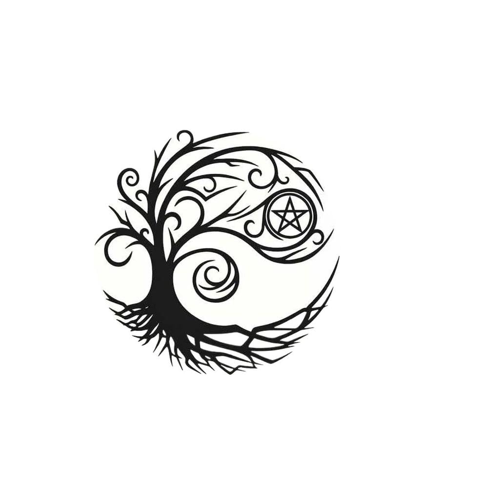 Auto Accessory Tree of Life Pentacle Vinyl Sticker 12.7cm Waterproof Decal for Motorcycle Helmet Car Laptop