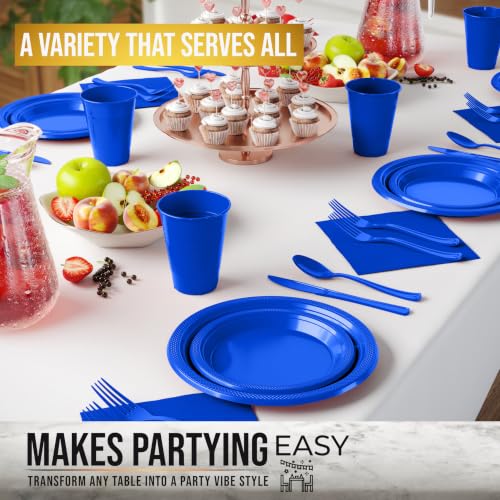 Image of Exquisite 350 Pcs Dark Blue Plates and Napkins Party Supplies Plate Sets