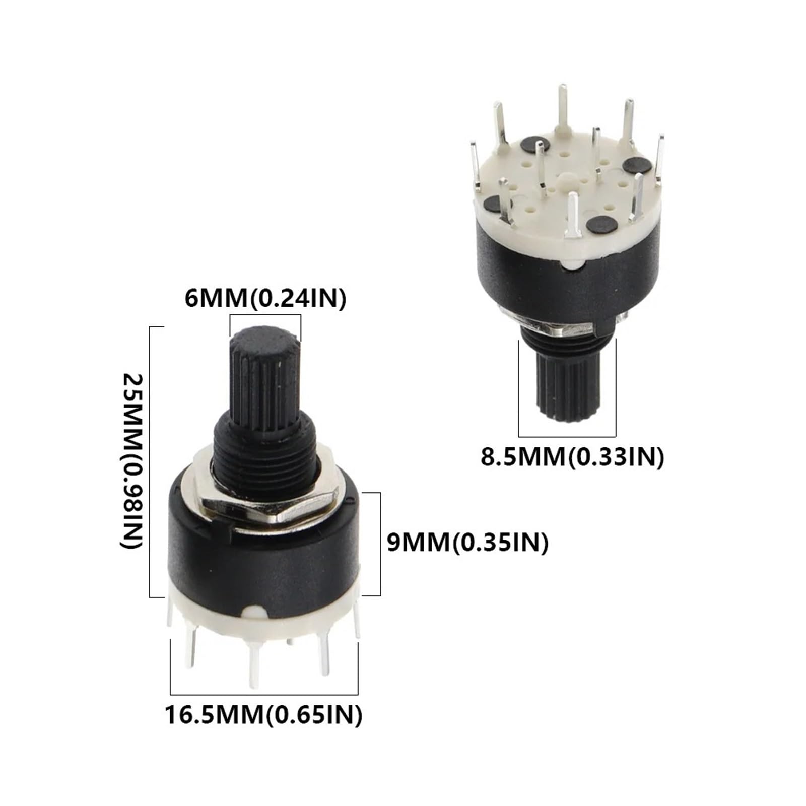 10 Uds SR16 plástico 16MM interruptor de banda giratoria 2 polos 3 4 posiciones 1 5 6 8 longitud del mango 15MM eje(1 Pole 5)