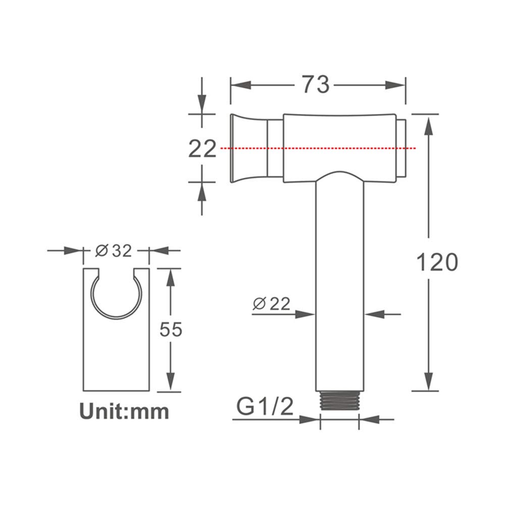 Set spruzzatore for Bidet Portatile, spruzzatore for Pannolini in Tessuto for Attacco WC, Bagno for Cani, Pulizia del Bagno e igiene Personale, Acciaio Inossidabile Spazzolato