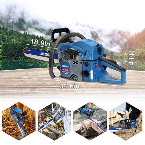 WEMARS Gas Chainsaw 52cc 18 Inch Power Chain Saw 2-Cycle Handed Petrol Chainsaws Gasoline Chain Saws Garden Tool for Cutting Wood Outdoor Home Farm Use