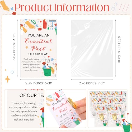 Housekeeper Appreciation Gifts Broom Gold Lapel Pin with Thank You Cards Self Sealing Bags Housekeeping Week Gifts for Housekeepers Cleaner Staff Janitorial Cleaning Lady3