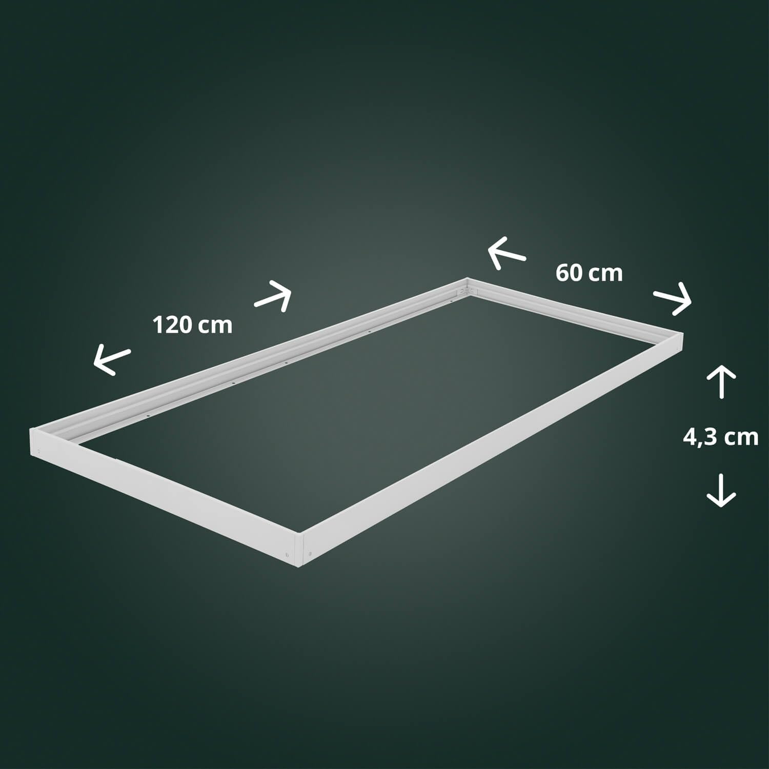 6 telai di montaggio in alluminio bianco per pannello LED, 120 x 60 cm, lampada da soffitto, 1200 x 600 x 43 mm