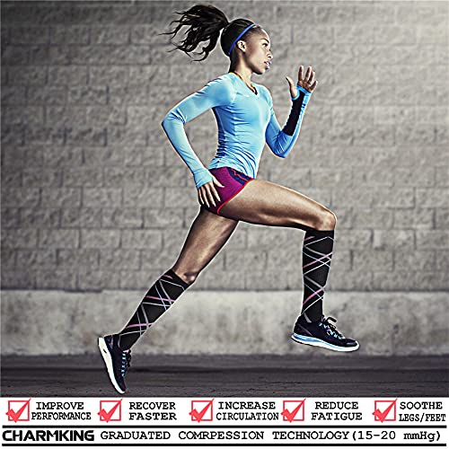 image for CHARMKING Compression Socks for Women & Men (8 Pairs) 15-20 mmHg Gradu
