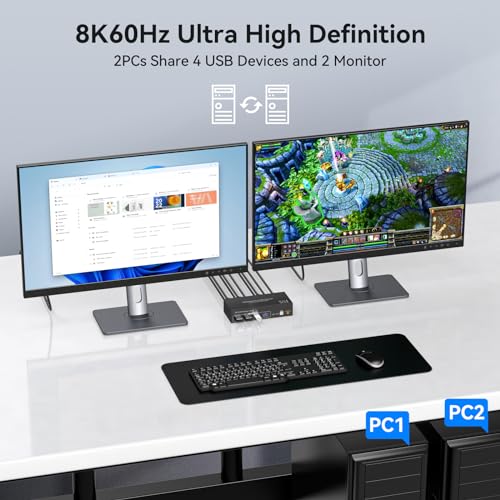 Commutateur KVM 4K 120Hz pour éliminer les câbles sur double écran