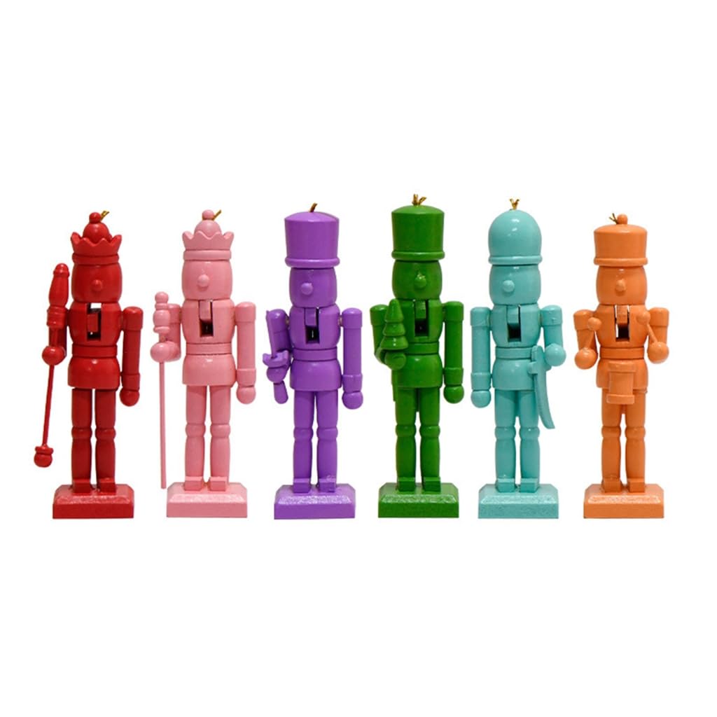 Lot de 6 pendentifs casse-noisettes colorés pour décoration de sapin de Noël