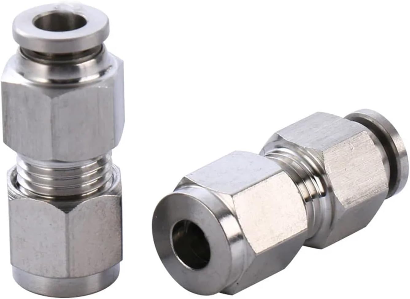 6 8 10 12 14 16mm Push In x Double Ferrule Compression Unin Pneumatic 304 Stainless Steel Quick Connector Release Air Fitting(6mm)