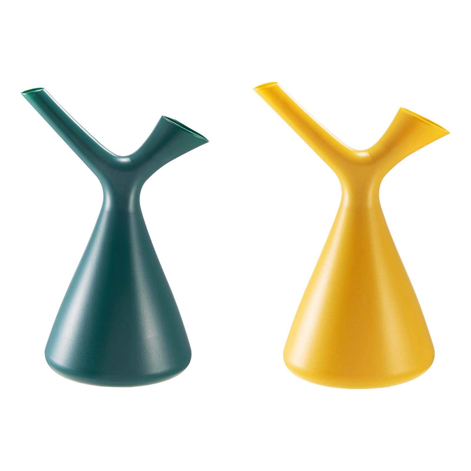 Iniflm Green Plastic Watering Can, 2Pcs Creative Modern Watering Can Creative V Shape Long Spout 1.5L Watering Can For Gardening Garden Irrigation Supplies