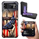 TAMEFOX Compatible with Samsung Galaxy Z Flip 4 5G Case,Holding The National USA Flag for Girl Man Anti Drop Anti Resistant Scratch Protective Cover Case for Samsung Galaxy Z Flip 4 5G