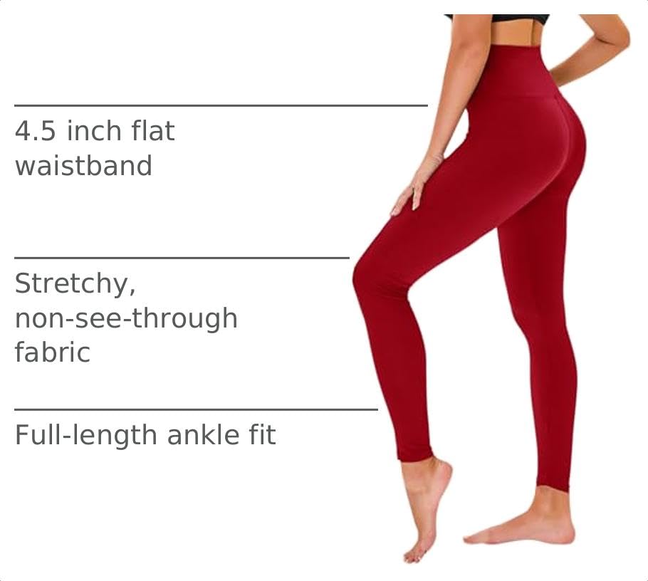 Image of TNNZEET High Waisted Leggings for Women - No See Through Tummy Control Cycling Workout Yoga Pants with Pockets Reg & Plus