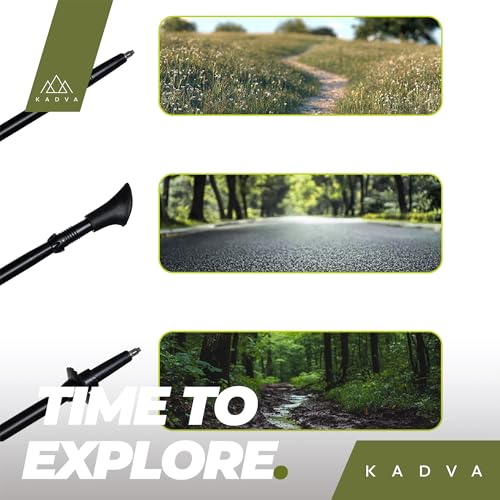 KADVA HALNA Nordic Walking Stöcke in Grün, verstellbare Größe 84-135 cm Quick Lock System für stabile und sichere Fixierung des Griffs aus strapazierfähigem PP und TPR