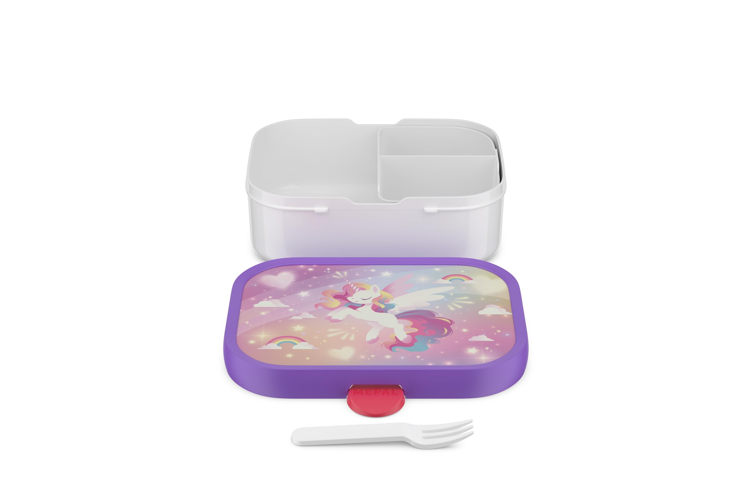 Mepal Pudełko na Lunch dla Dzieci Campus, Pudełko Bento, Pudełko na Przekąski Z Zapięciem na Klips, Bez BPA, Nadaje się do Mycia w Zmywarce, 750 ml, Unicorn Glow