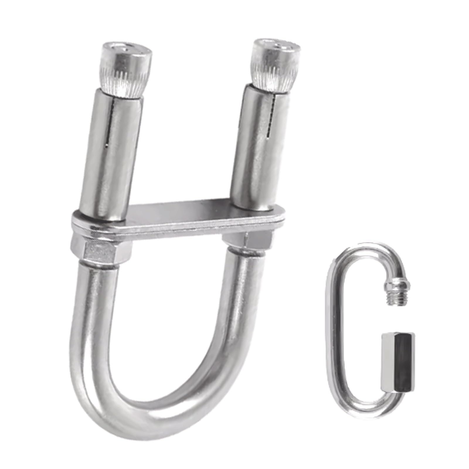 Solidny hak sufitowy ze stali nierdzewnej do worka bokserskiego, huśtawki, hamaka, trapezu do jogi i sprzętu fitness (Silver-3, Connecting Ring)
