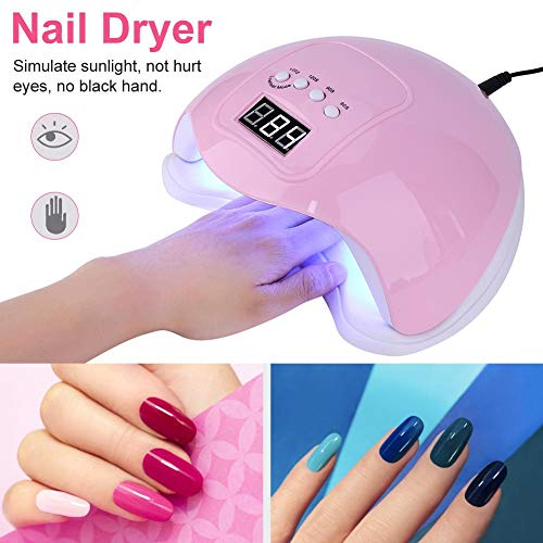 Secador de arte para unhas, 3 temporizadores pré-definidos opcionais, para casa (rosa)