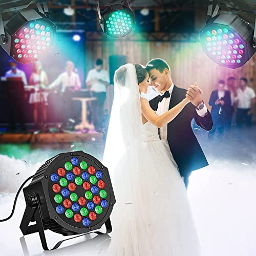 U`King 4 PCS RGB Bühnenlicht Akku mit Par Bag, Wiederaufladbare 36 LED Strahler Par Licht mit Fernbedienung und Timing, Akku Strahler Outdoor für Hochzeit DJ Disco Events Indoor Tanzparty Kirche