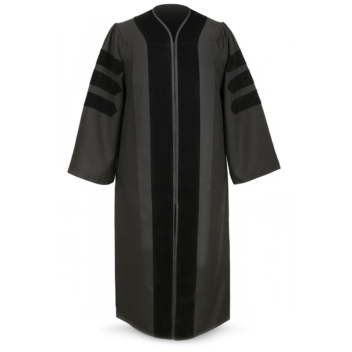 Unisex Premium Doctoral Graduation Robe - PhD University Gown, Black, 5'0"-5'2"