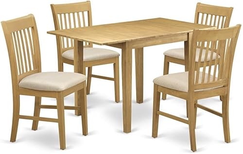 Miniatura 13 de East West Furniture NDNO5-MAH-W - Juego de mesa de comedor de 5 piezas, incluye una mesa de comedor rectangular con gotas y 4 sillas de asiento de