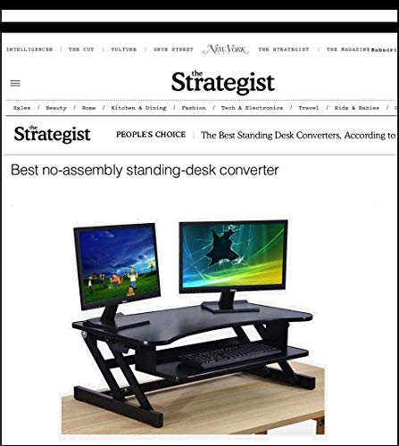 The House Of Trade Standing Desk | Desk Riser Classic Stand Up Desk | 32 In Wide Fits 2 Monitors With Retractable Keyboard Tray (Black, 32" Wide) #TOP1