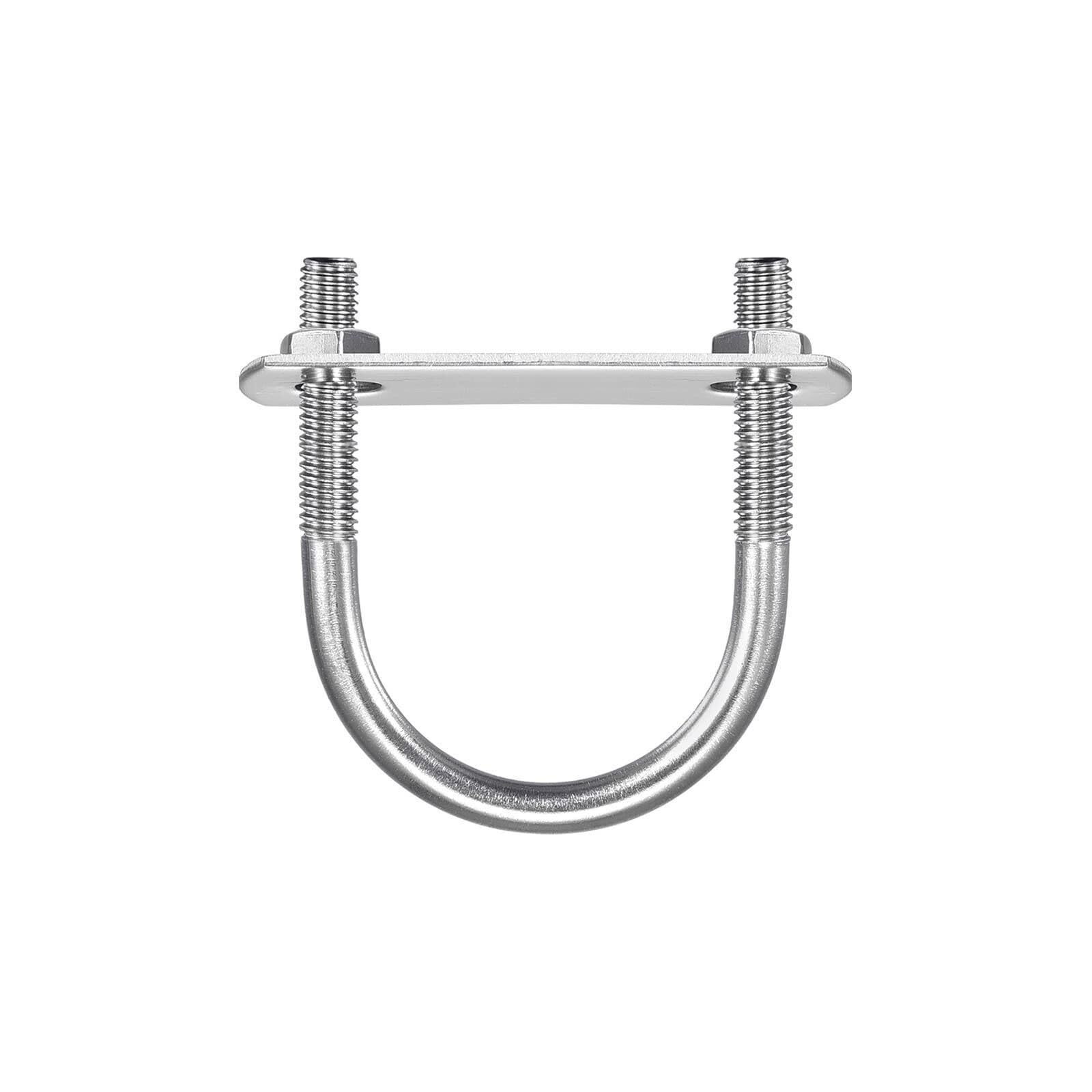 TOP-VIGOR 2 sets M6 Round U-Bolts, 33mm Inner Width 53mm Length 304 Stainless Steel Tie Down U-Bolts with Nut