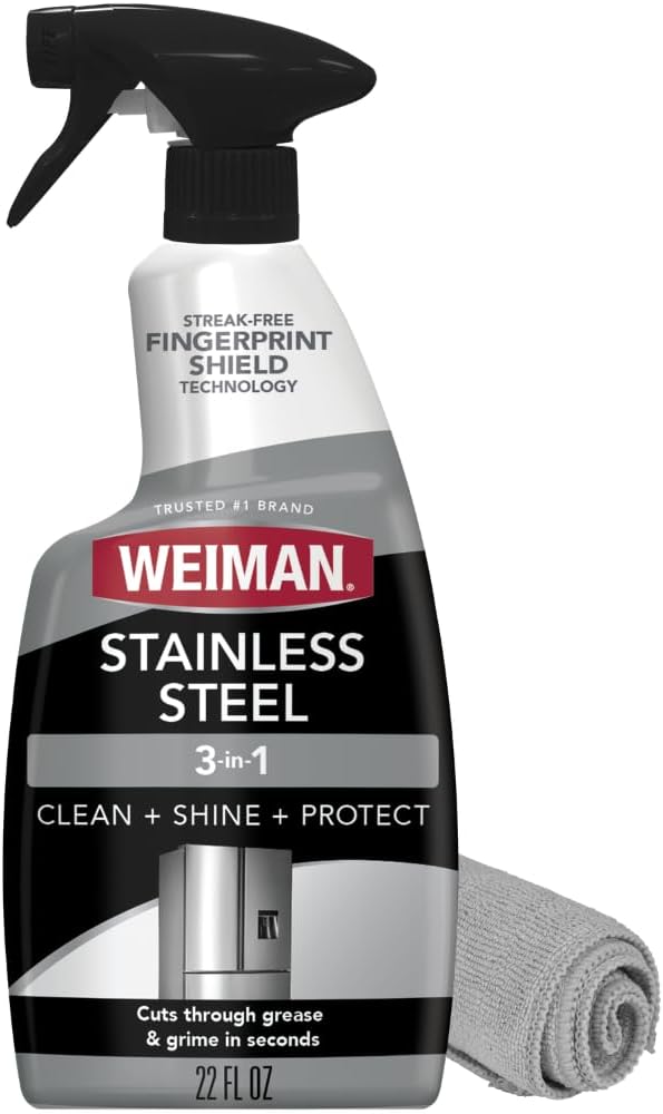 - Stainless Steel Cleaner & Polish, Anti Fingerprint Spray Stainless Steel Cloth, Water Spots & Grease, No Streaks or Residue, Safe for Metal Polish, Chrome, Appliances, Fridge, Sinks & Grills
