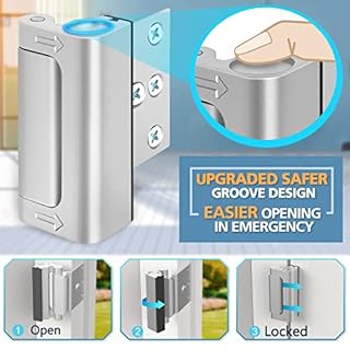 Home Security Door Lock 3 Pack Metal Door Reinforcement Lock for Kids Safety Top Front Door Child Proof Safety Lock Defend High Security Door Locks Latch Withstand 800lbs for Inside Swing Door Chain