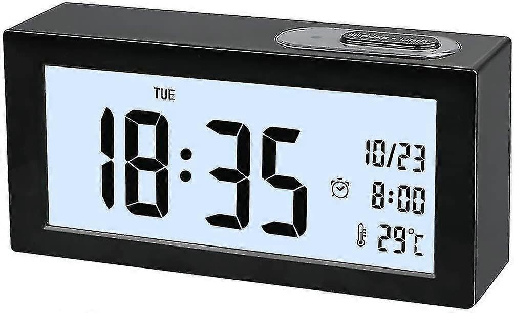 JOYHAPPST Multifunctional clock photosensitive bedside alarm clock LCD student clock large screen