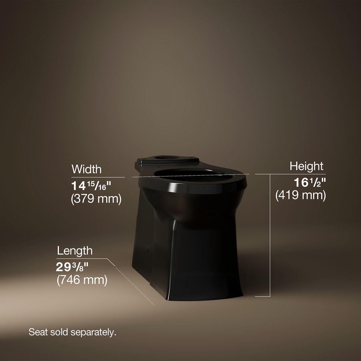 KOHLER 4144-7 Corbelle Comfort Height elongated toilet bowl with skirted trapway, Black Black